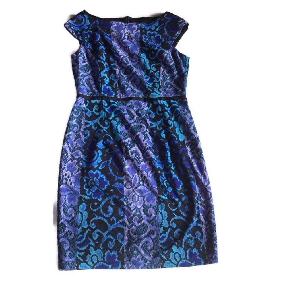 NWT Maggy London Blue and Black Sleeveless Dress